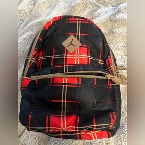 Jordan Red and Black Plaid Boys Backpack